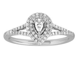 10kt White Gold 1/3 CT diamond engagement ring set bridal set size 7